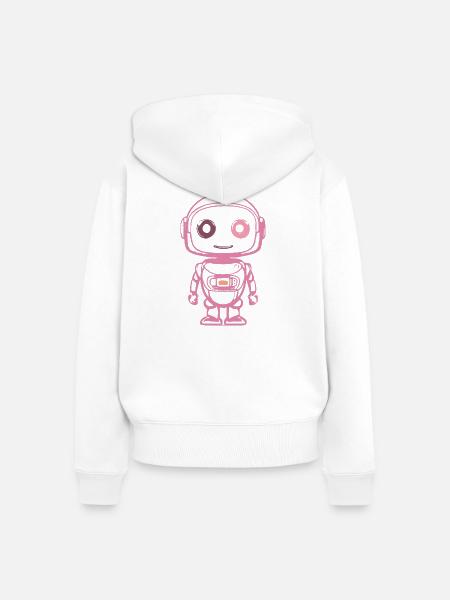 Rosa Weltraumroboter Illustration - Frauen Premium Bio Zip Hoodie - Weiß