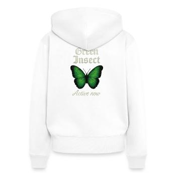 Green Insect Butterfly Fans geschenkidee  - Frauen Premium Bio Zip Hoodie - Weiß - Hinten - AI Model Female 172 light (172cm)