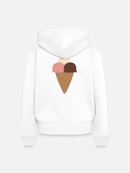 Triple Scoop Cream Cone - Frauen Premium Bio Zip Hoodie - Weiß