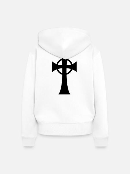 Keltisches Kreuz - Frauen Premium Bio Zip Hoodie - Weiß