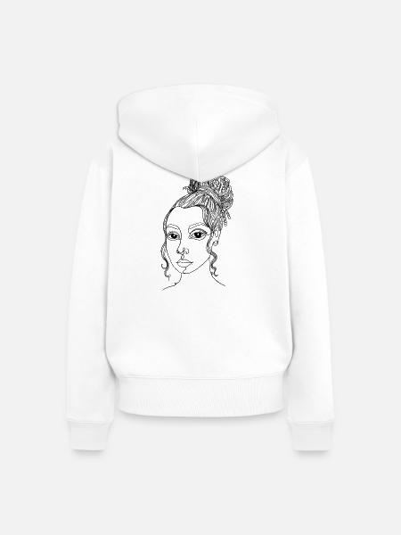 Abstrakte Frau One Line - Frauen Premium Bio Zip Hoodie - Weiß