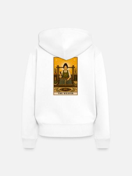 Weberin | Webstuhl Garn Tarot - Frauen Premium Bio Zip Hoodie - Weiß