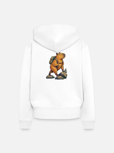 Capybara in Autumn Leaves - Frauen Premium Bio Zip Hoodie - Weiß