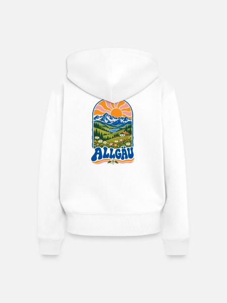 Allgäu Retro Alpine Nature - Frauen Premium Bio Zip Hoodie - Weiß