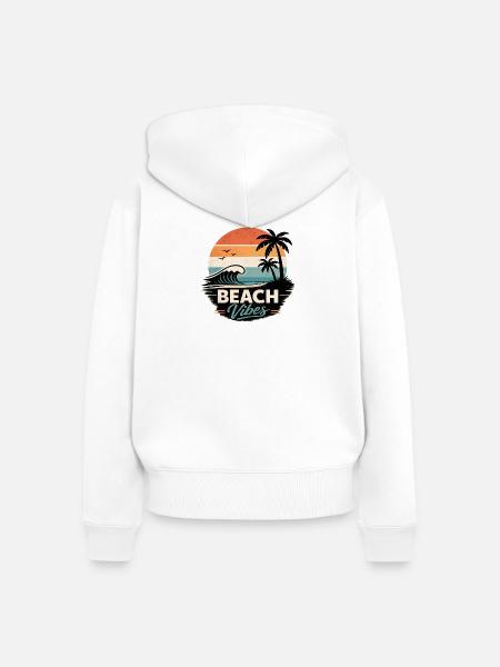 Beach Vibes Sunset Paradise - Frauen Premium Bio Zip Hoodie - Weiß
