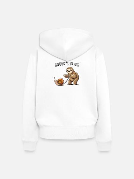 Fauler Kumpel zieht Schnecke - Frauen Premium Bio Zip Hoodie - Weiß