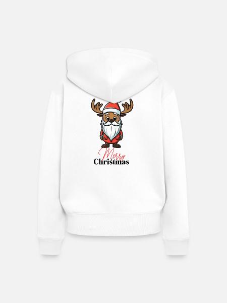 Rentier Weihnachtsmann - Frauen Premium Bio Zip Hoodie - Weiß