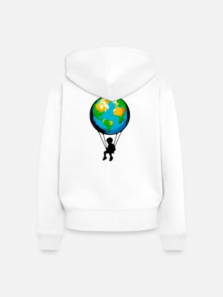 Planet Erde - Frauen Premium Bio Zip Hoodie - Weiß