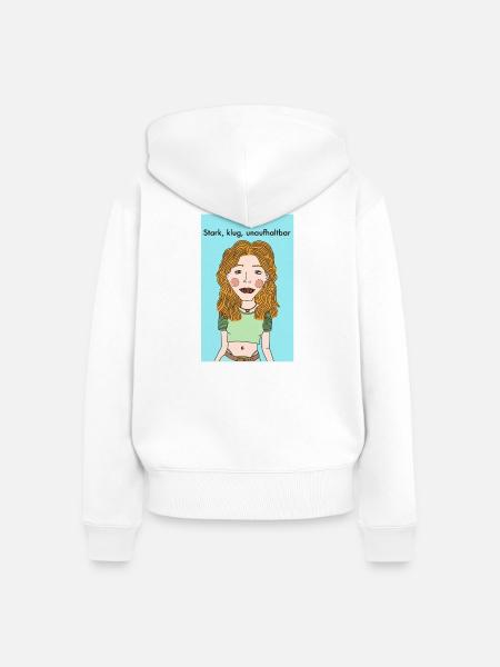 Starke Unabhängigkeit - Frauen Premium Bio Zip Hoodie - Weiß