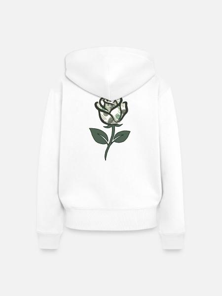 Dollar Rose - Frauen Premium Bio Zip Hoodie - Weiß