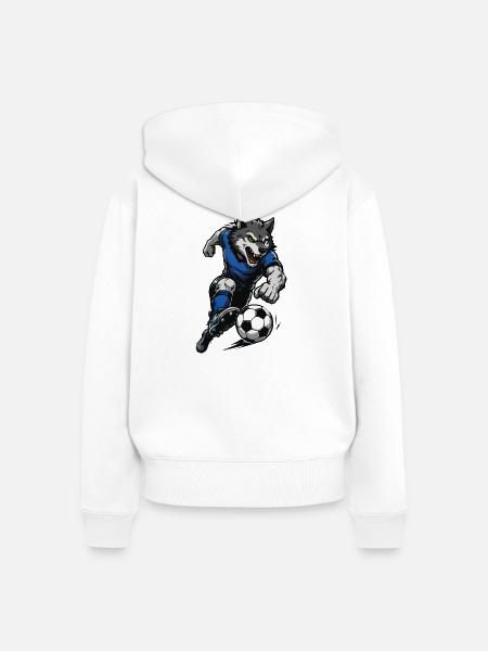 Wolfssturm Fußballdribbler - Frauen Premium Bio Zip Hoodie - Weiß