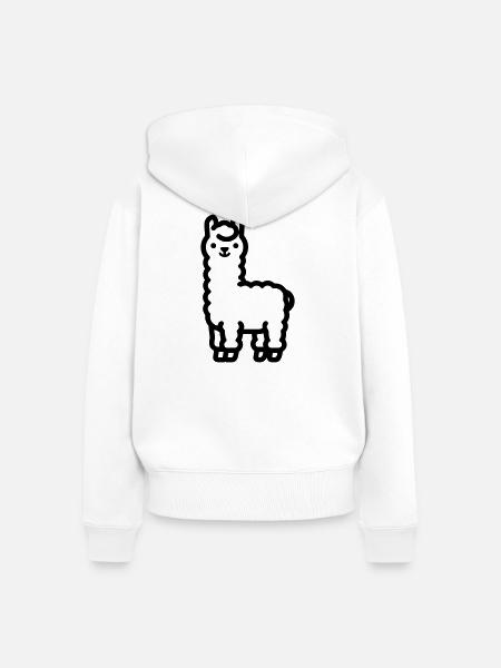 Lama - Frauen Premium Bio Zip Hoodie - Weiß
