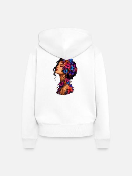 Schmetterlingsblüten Kranz - Frauen Premium Bio Zip Hoodie - Weiß