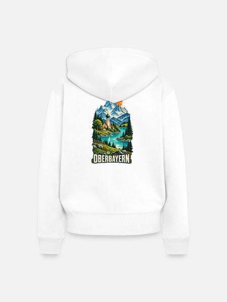 Oberbayern Alpenidylle mit Bergsee - Frauen Premium Bio Zip Hoodie - Weiß