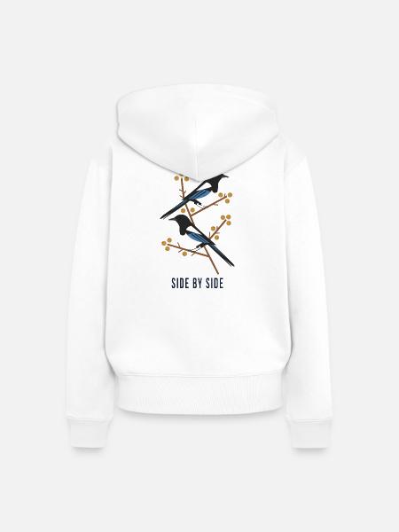 Side by Side – Zwei Vögel - Frauen Premium Bio Zip Hoodie - Weiß