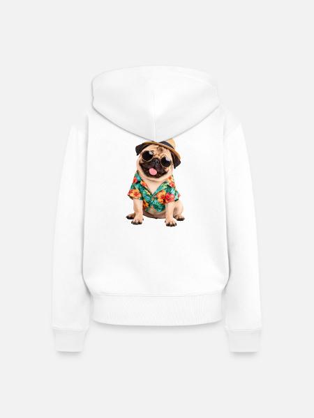 Mops Hund süßer Mops niedlicher Mops - Frauen Premium Bio Zip Hoodie - Weiß