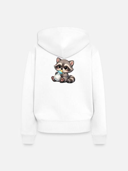 Baby Oskar mit Milchflasche - Frauen Premium Bio Zip Hoodie - Weiß