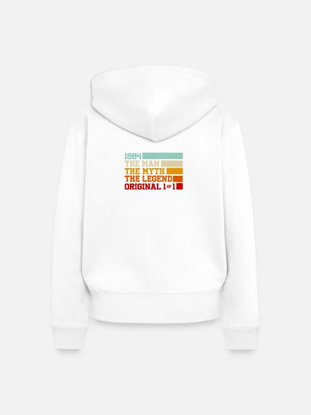 1984 Unique Legend 1 von 1 - Frauen Premium Bio Zip Hoodie - Weiß