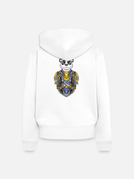 Ritter Panda cool - Frauen Premium Bio Zip Hoodie - Weiß