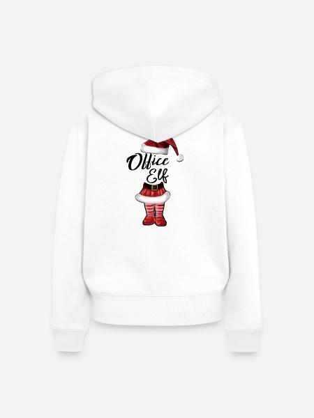 Office Elf – Lustiges Weihnachtsdesign - Frauen Premium Bio Zip Hoodie - Weiß