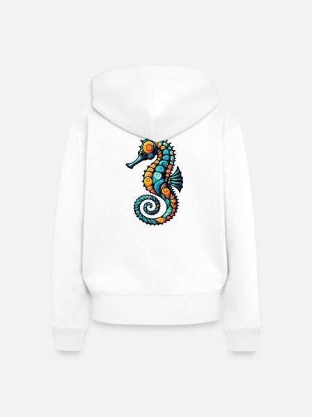 Seepferdchen - Frauen Premium Bio Zip Hoodie - Weiß