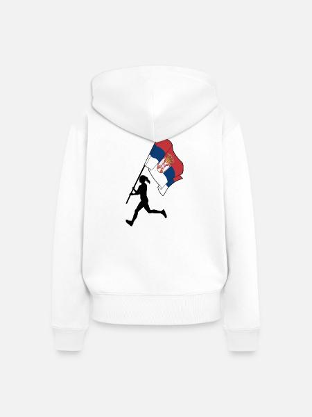 Flagge Serbien Frau läuft - Frauen Premium Bio Zip Hoodie - Weiß