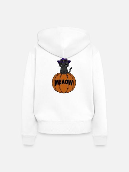 Katze Halloween - Frauen Premium Bio Zip Hoodie - Weiß