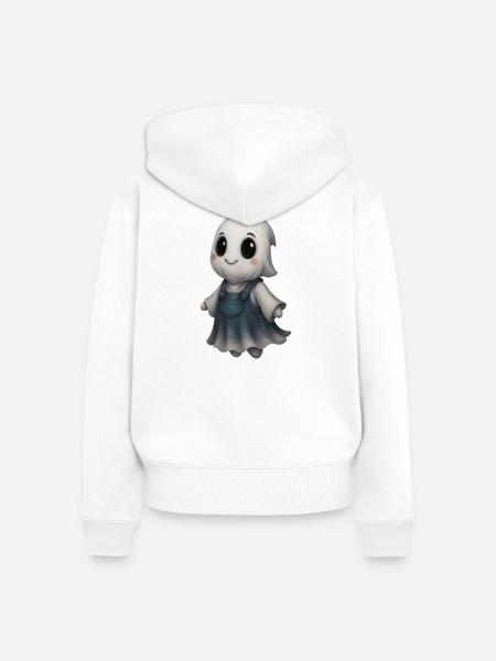 Süßer Geisterfreund Patchwork - Frauen Premium Bio Zip Hoodie - Weiß