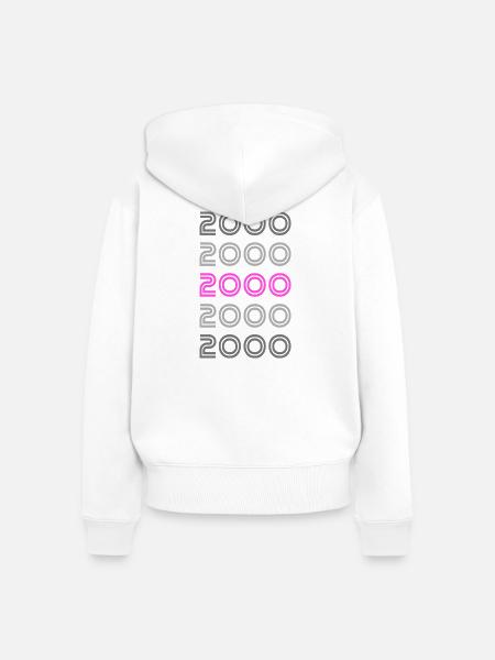 Retro 2000 - Frauen Premium Bio Zip Hoodie - Weiß