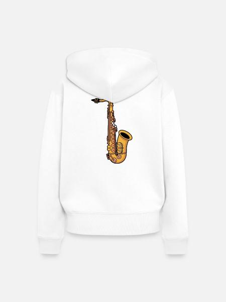 Saxophon - Frauen Premium Bio Zip Hoodie - Weiß
