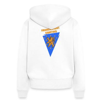 Ehrlich gesagt Comtois - Frauen Premium Bio Zip Hoodie - Weiß - Hinten - AI Model Female 172 light (172cm)