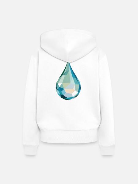 Wassertropfen - Cooles Low Poly Logo - Frauen Premium Bio Zip Hoodie - Weiß