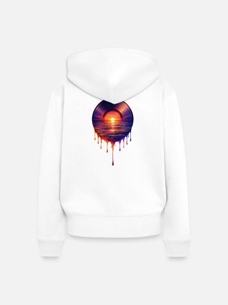 Tropfendes Vinyl - Frauen Premium Bio Zip Hoodie - Weiß