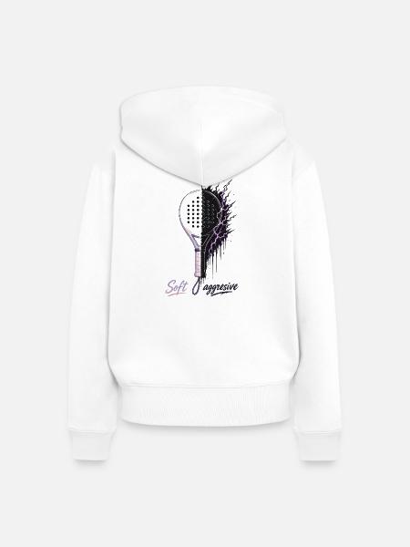 Soft Aggressive Padel Neon - Frauen Premium Bio Zip Hoodie - Weiß