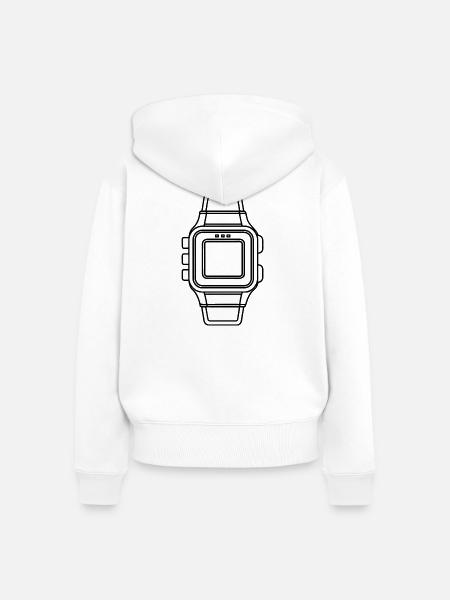 Digitale Armbanduhr - Frauen Premium Bio Zip Hoodie - Weiß