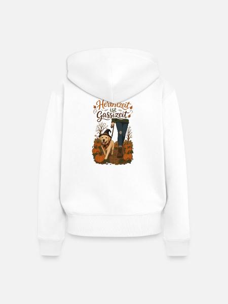 Kürbisfeld-Spaziergang - Frauen Premium Bio Zip Hoodie - Weiß