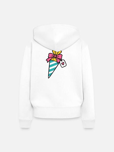 Schultüte mit Herz-Anhänger - Frauen Premium Bio Zip Hoodie - Weiß