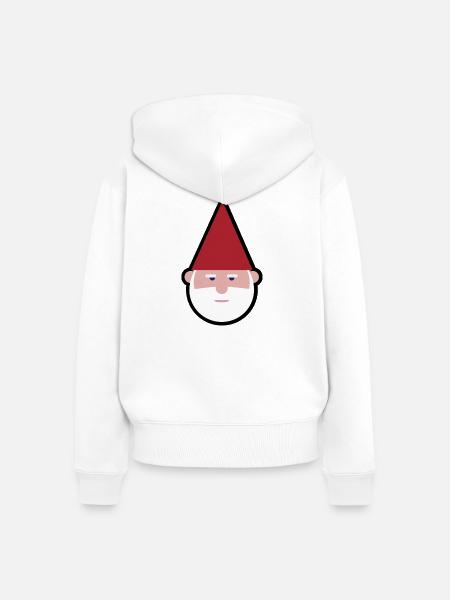 Gnom mit rotspitzem Hut - Frauen Premium Bio Zip Hoodie - Weiß