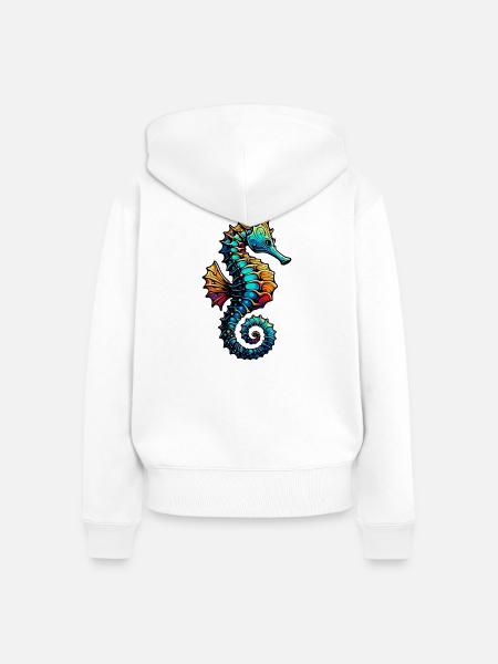 Seepferdchen - Frauen Premium Bio Zip Hoodie - Weiß