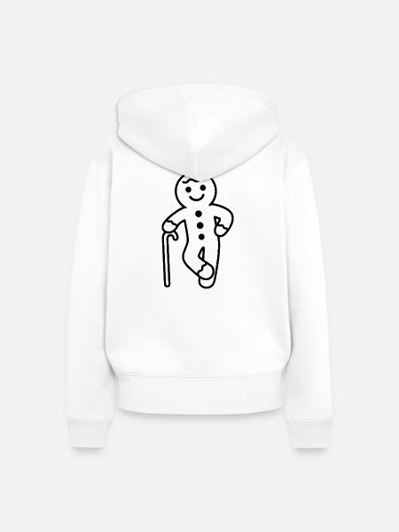 Cooler Lebkuchenmann Illustration - Frauen Premium Bio Zip Hoodie - Weiß