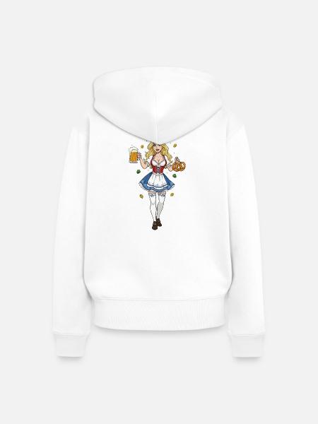 Oktoberfeest vrouw in dirndl - Frauen Premium Bio Zip Hoodie - Weiß