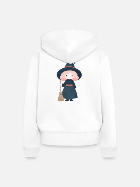 Halloween-Hexe, im Kinderstil - Frauen Premium Bio Zip Hoodie - Weiß
