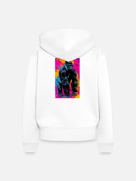 Gorilla - Frauen Premium Bio Zip Hoodie - Weiß