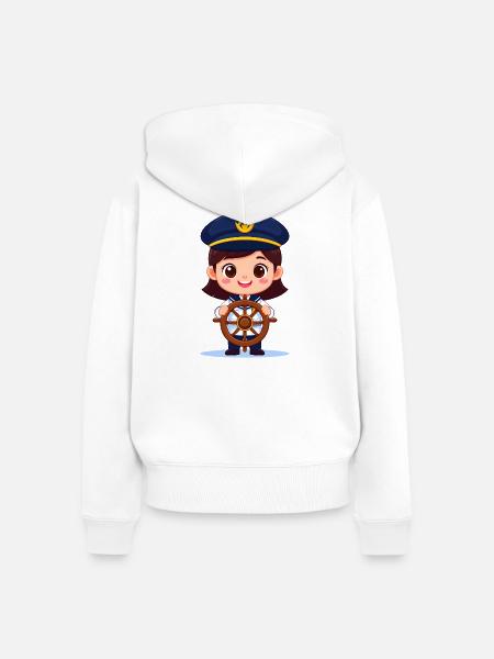 Kapitänin Chibi Nautik - Frauen Premium Bio Zip Hoodie - Weiß
