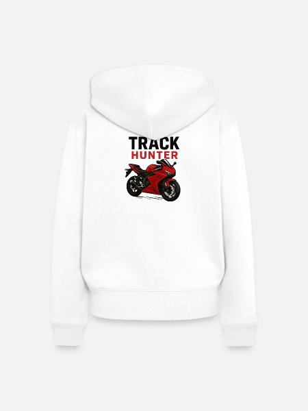 Track Hunter Motorrad - Frauen Premium Bio Zip Hoodie - Weiß