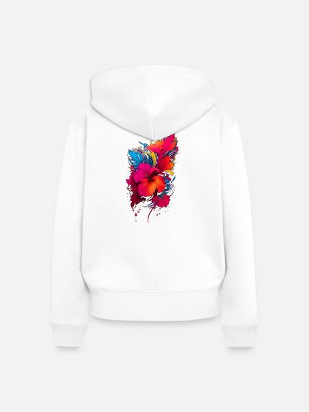 Hibiskus - Frauen Premium Bio Zip Hoodie - Weiß