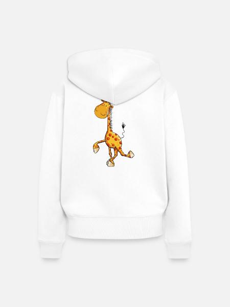 Drollige Giraffe - Frauen Premium Bio Zip Hoodie - Weiß