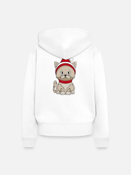 Winter-Kätzchen - Frauen Premium Bio Zip Hoodie - Weiß