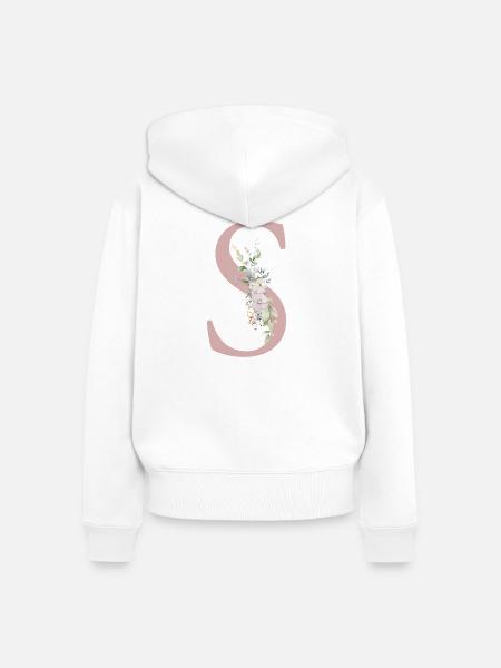 S Monogramm, Floral, personalisierbar - Frauen Premium Bio Zip Hoodie - Weiß