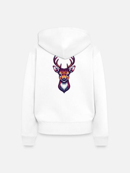 Hirschkopf cool niedlich - Frauen Premium Bio Zip Hoodie - Weiß